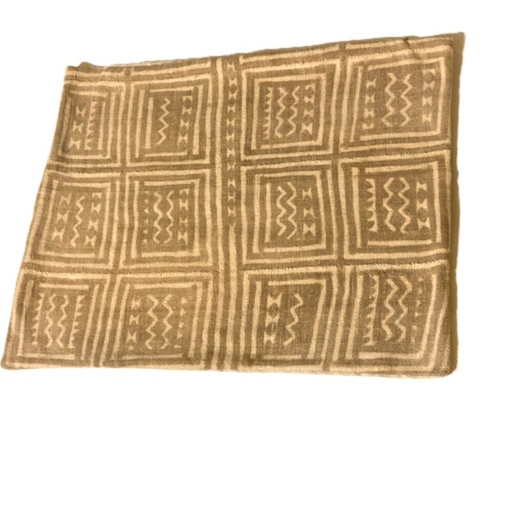 Boho Bohemian Throw Pillow Cover Cream and Beige Geometric Design 20 x 16 inch